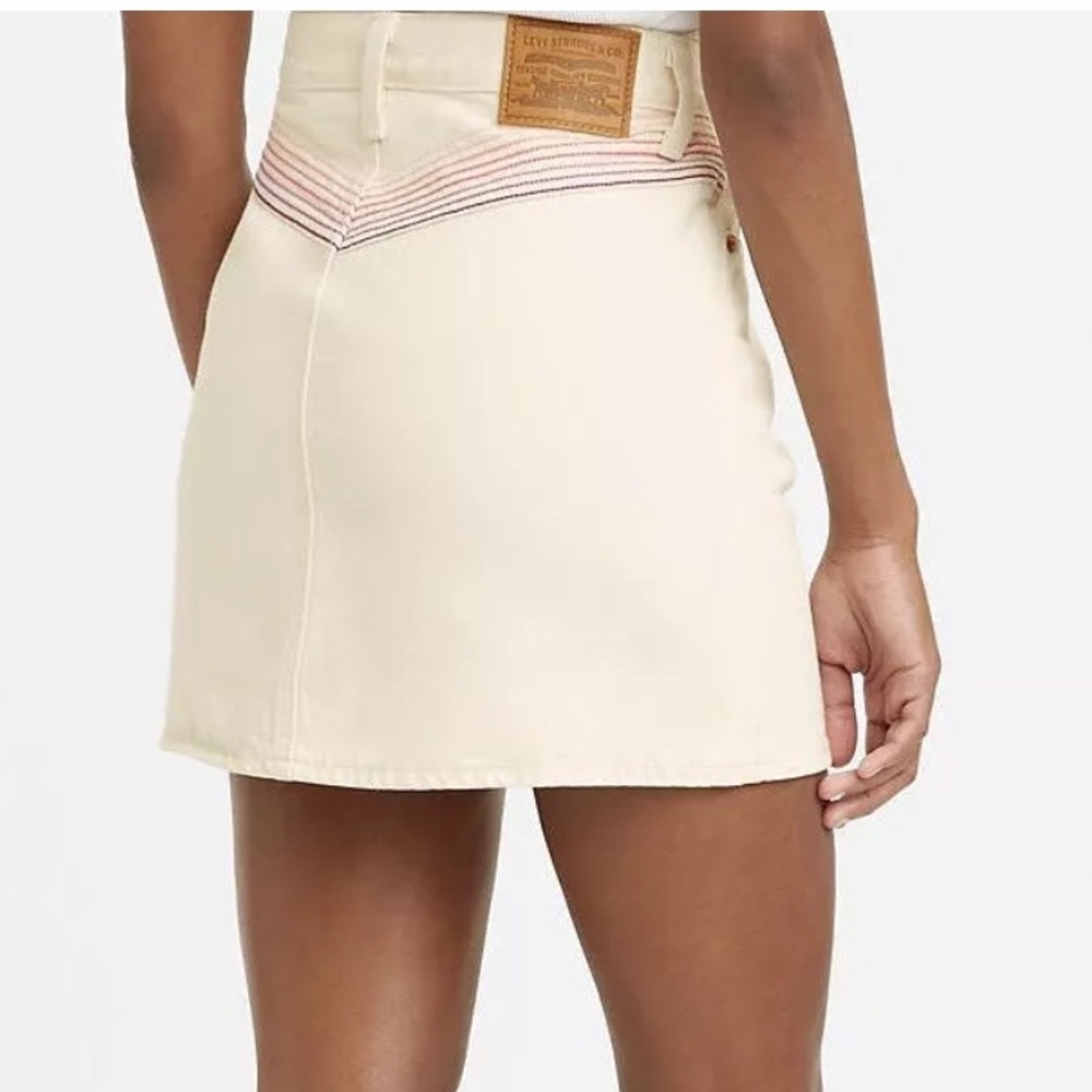 Levi’s Premium Denim Mini Ribcage Skirt Rainbow Embroidered High-rise 24